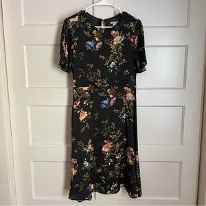 H&M Black Floral Fit & Flare Dress Size 8